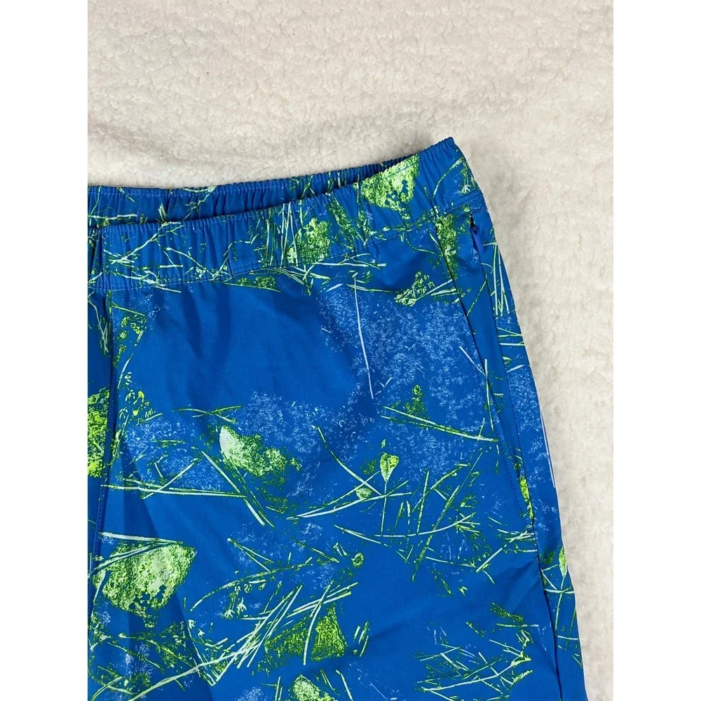 The North Face Mens M Wander Shorts Blue Green Abstract‎ Print Elastic Waist